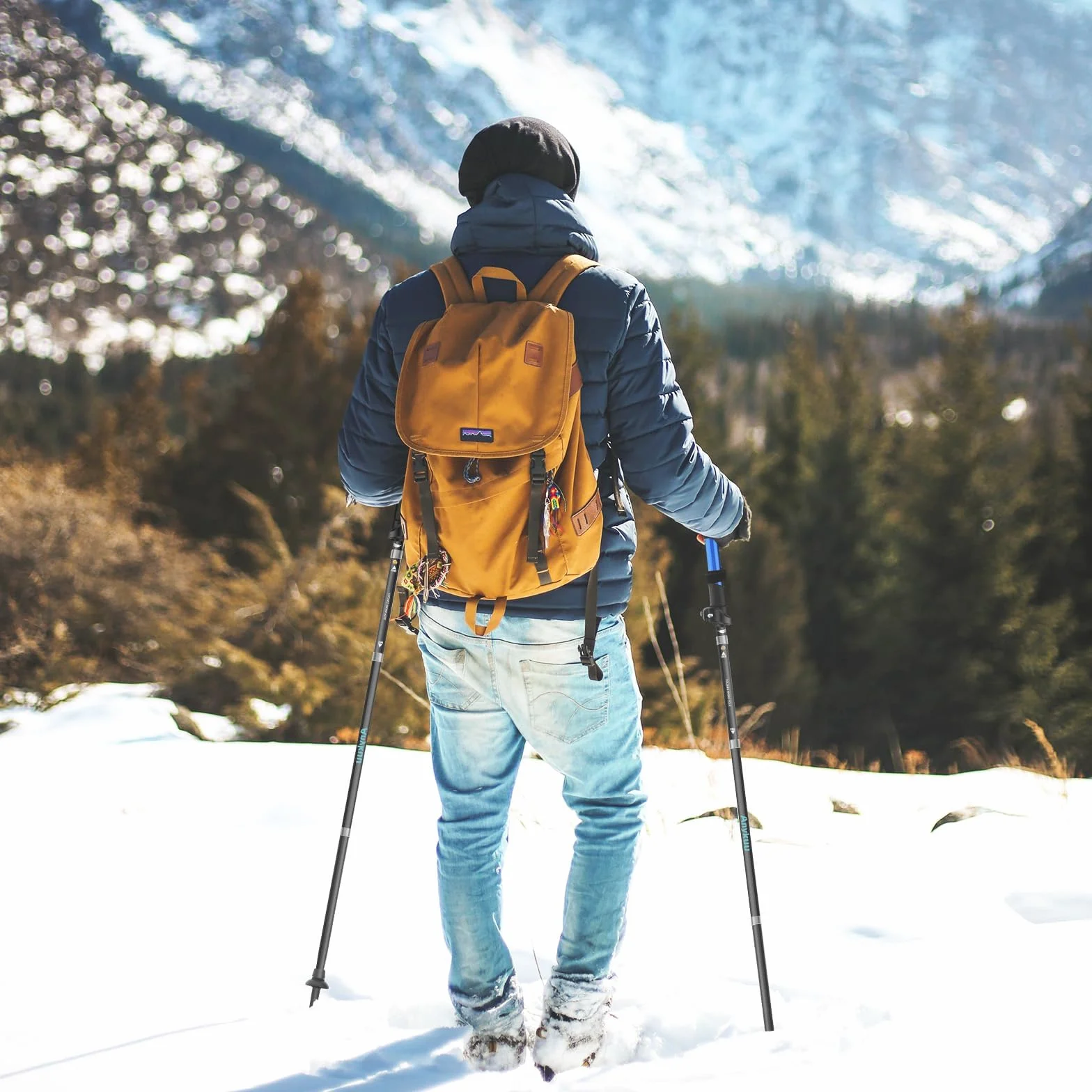 Anykuu Bastoni Trekking Pieghevoli 110-130cm 7075 Alluminio Nordic Walking con Manico Eva