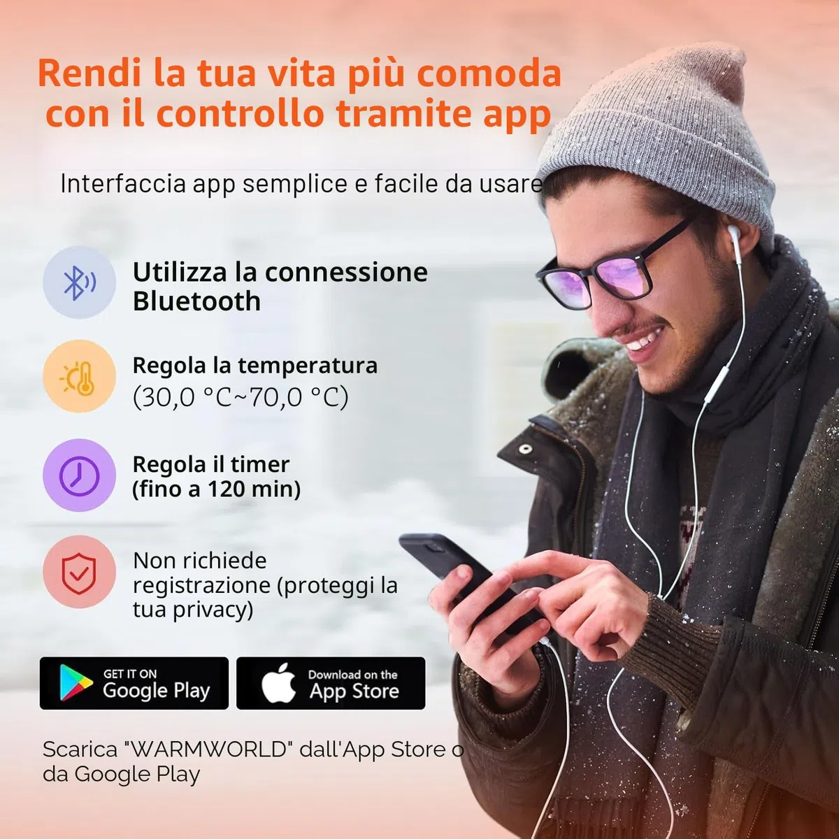 Calze Riscaldate a Batteria, 5000mAH Calzini Scaldapiedi Con controllo dell'app, USB Riscaldati Scaldapiedi Elettrico con 4 Impostazioni di Riscaldamento per Sport All'Aperto e Sci