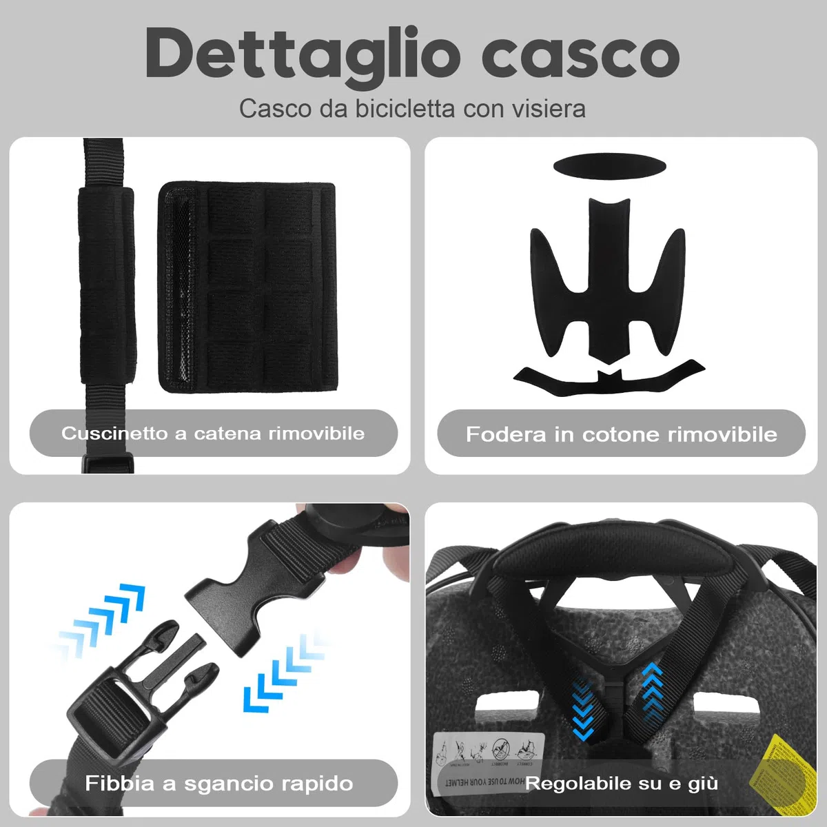 Shinmax Casco Bici Uomo e Donna,5 modalità di Luce e Visiera,USB ricaricabile,Casco Caschetto Bici Uomo per Pendolari Urbani