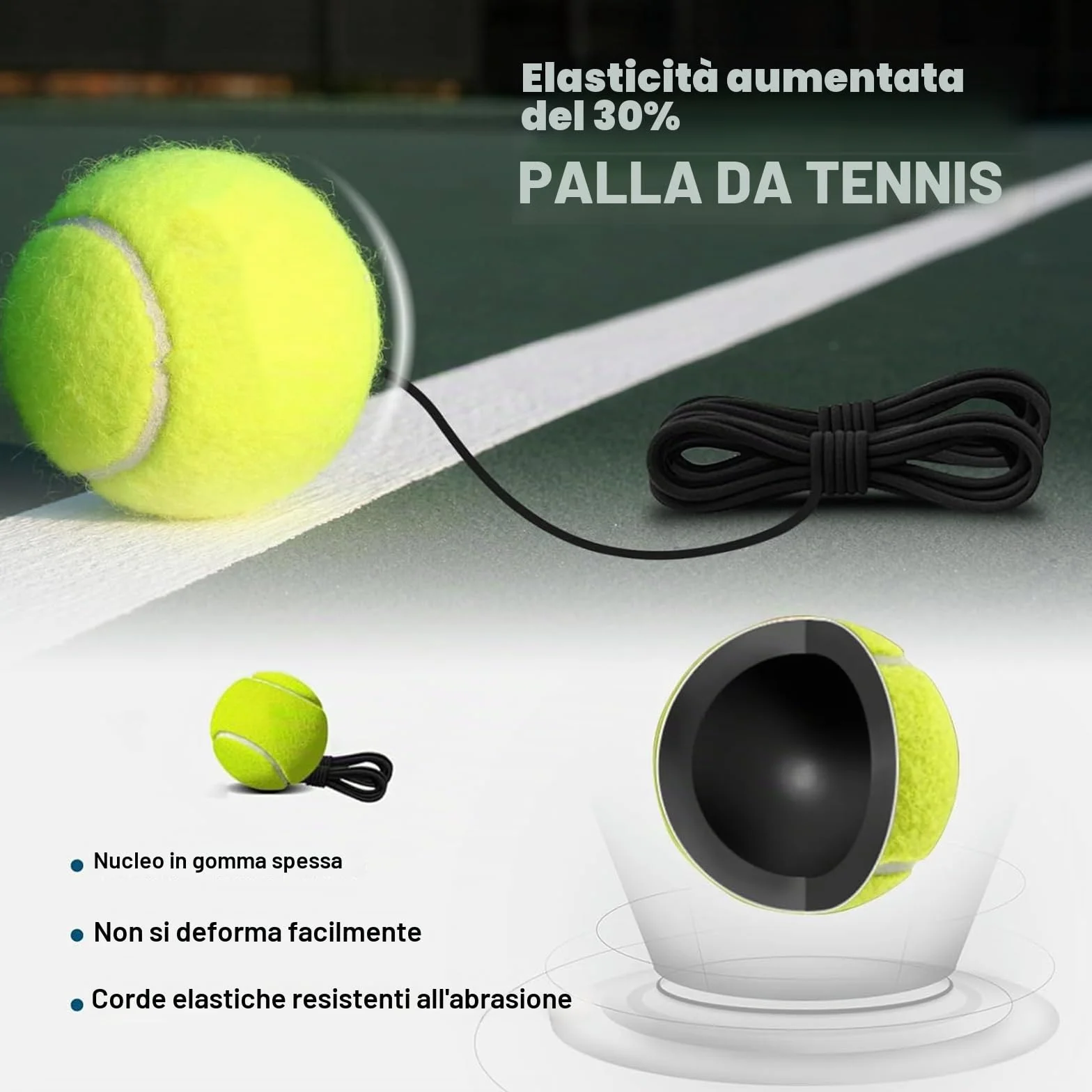 Allenatore di Tennis con Base Metallica 1,2 kg per Gioco e Allenamento all'Aperto