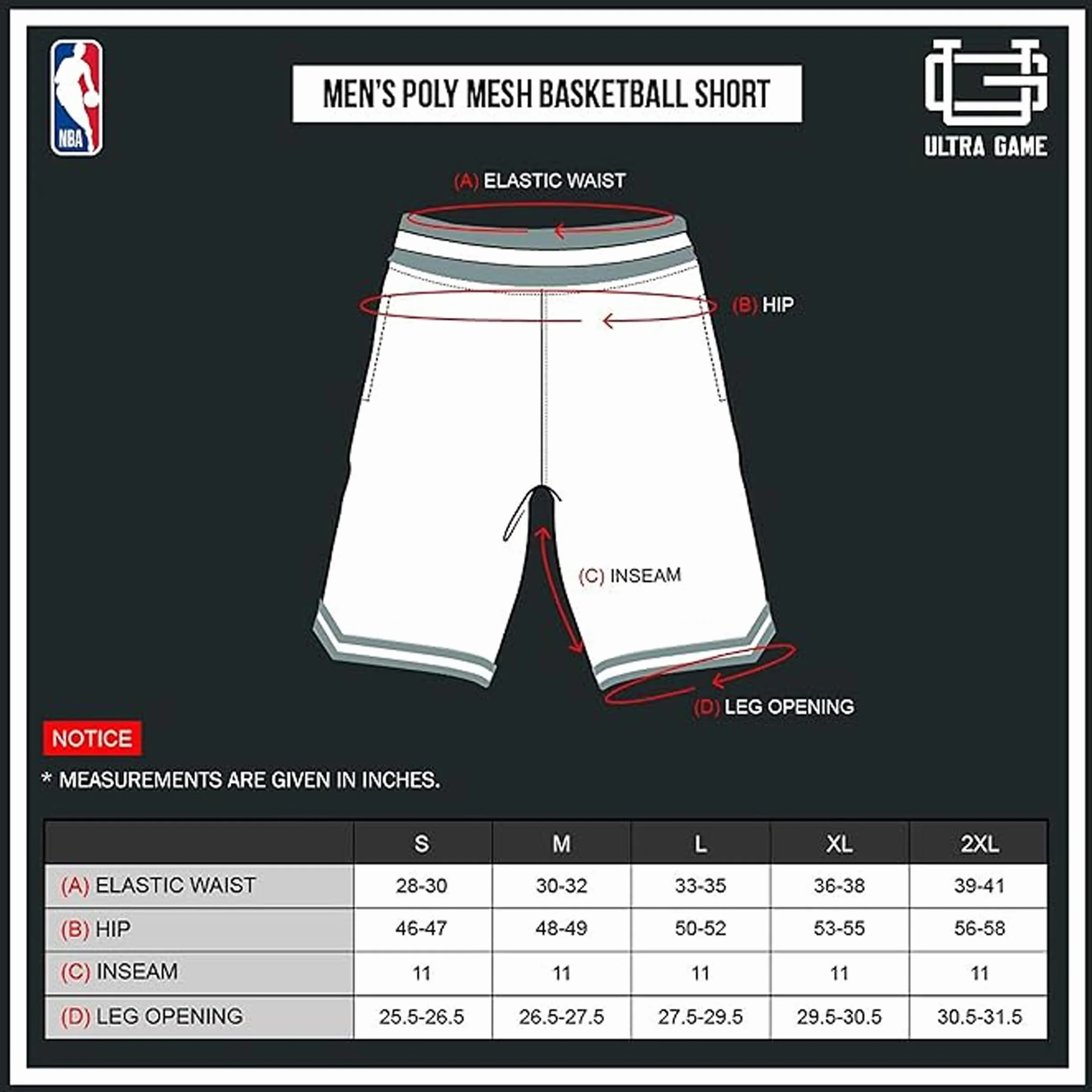 Ultra Game Pantaloncini da Basket NBA Ufficiali Uomo