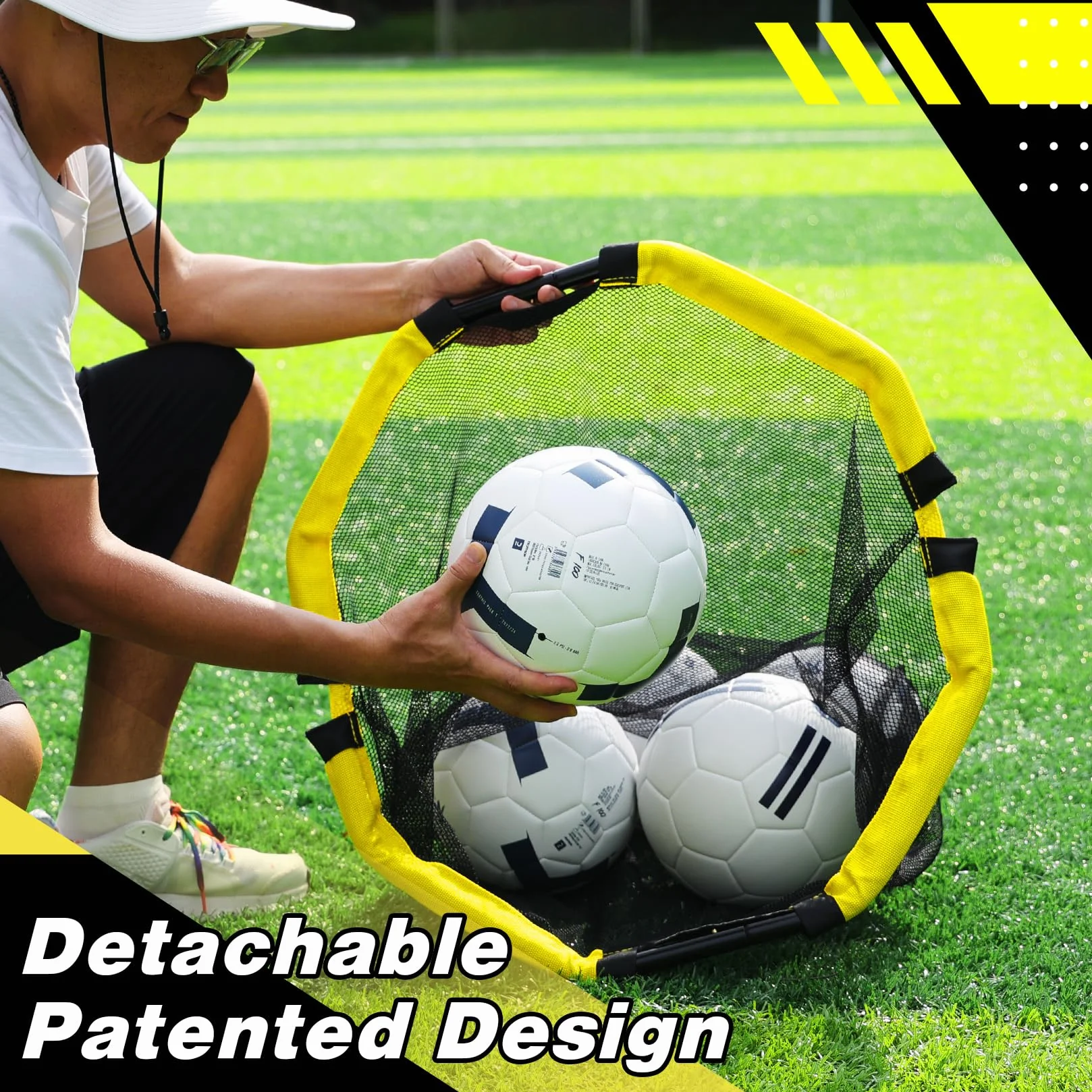 Happy Jump 3-in-1 Rete Bersaglio per Calcio, Attrezzatura da Allenamento con Tubi in Metallo
