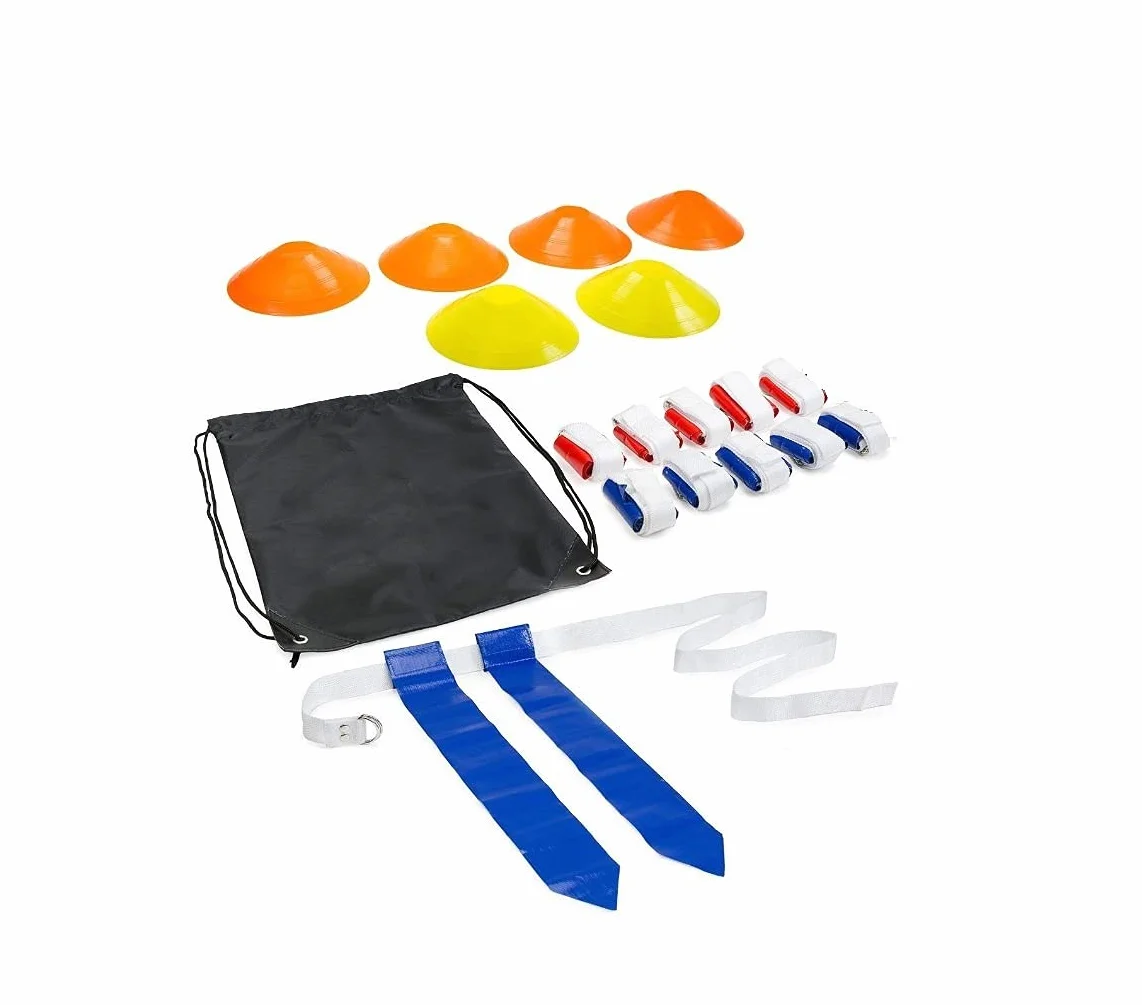BARNETT Kit Bandiera Calcio, 6 Coni 10 Cinture 2 Bandiere, Blu