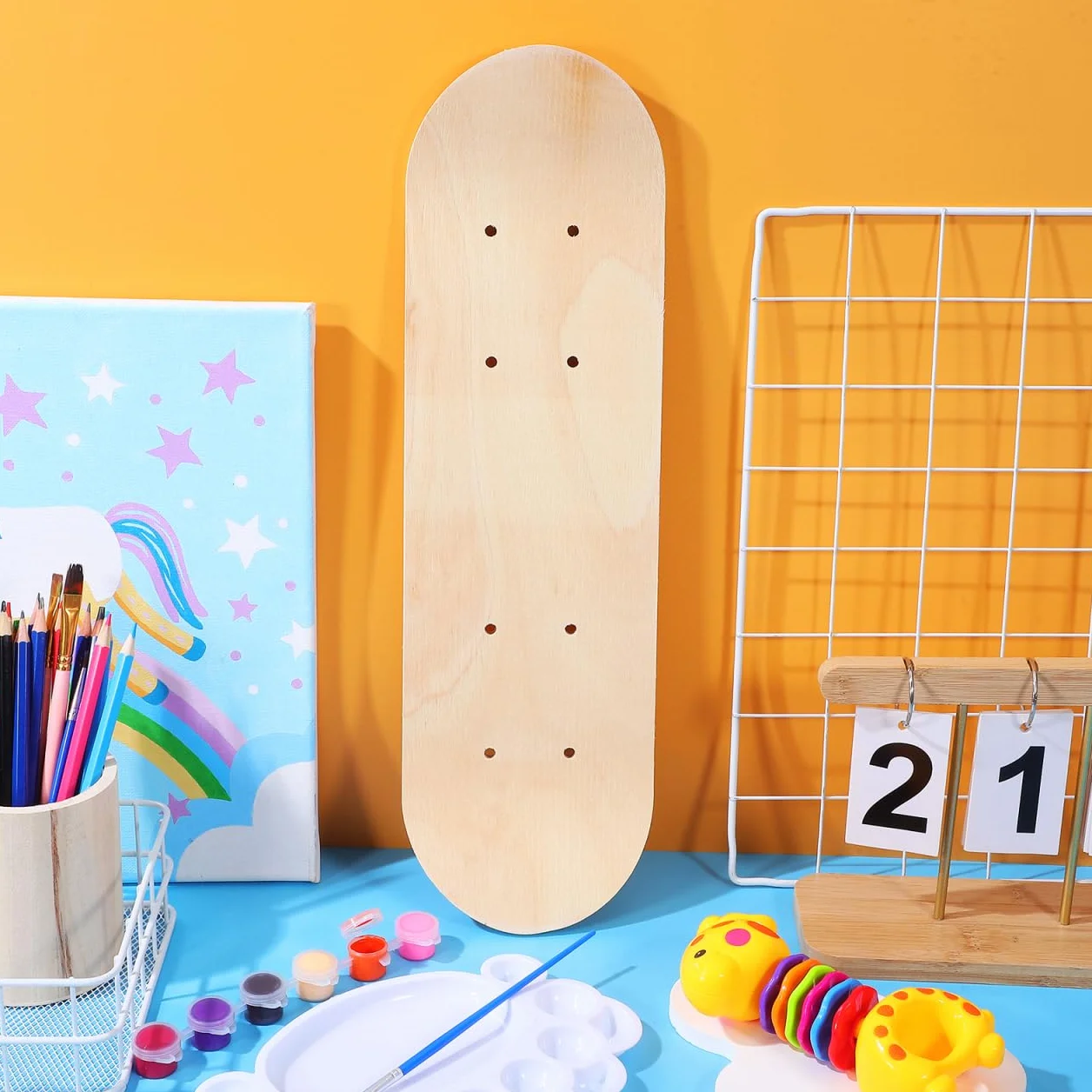 Tavola da skateboard per dipingere Deck da skateboard fai da te per bambini, superficie liscia per graffiti e mestieri, resistente e durevole