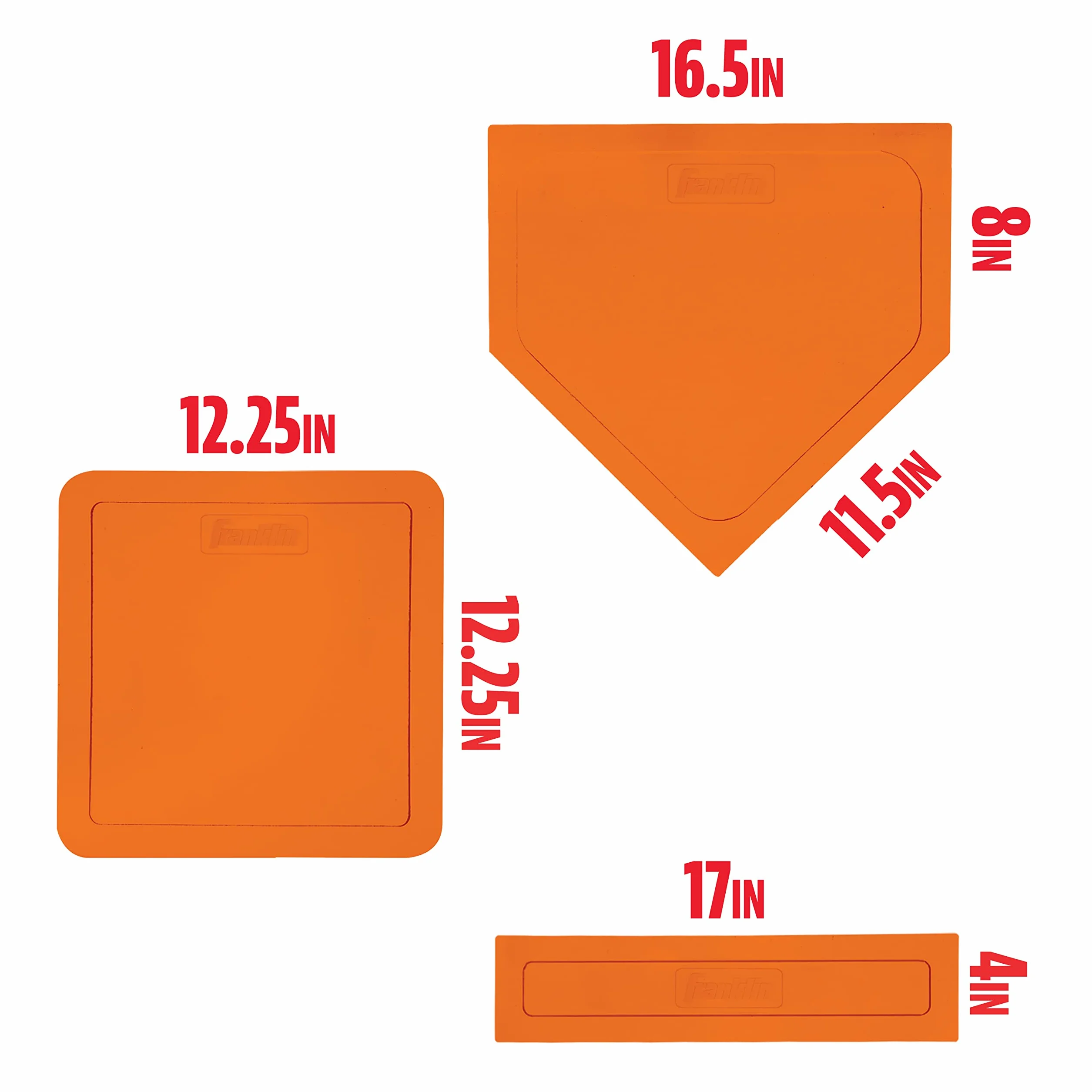 Franklin Sports Basi da Baseball gettate con Piastra di casa e Gomma da Lanciatore, Set di Base in Gomma per Bambini Perfetto per Baseball, teeball, Kickball