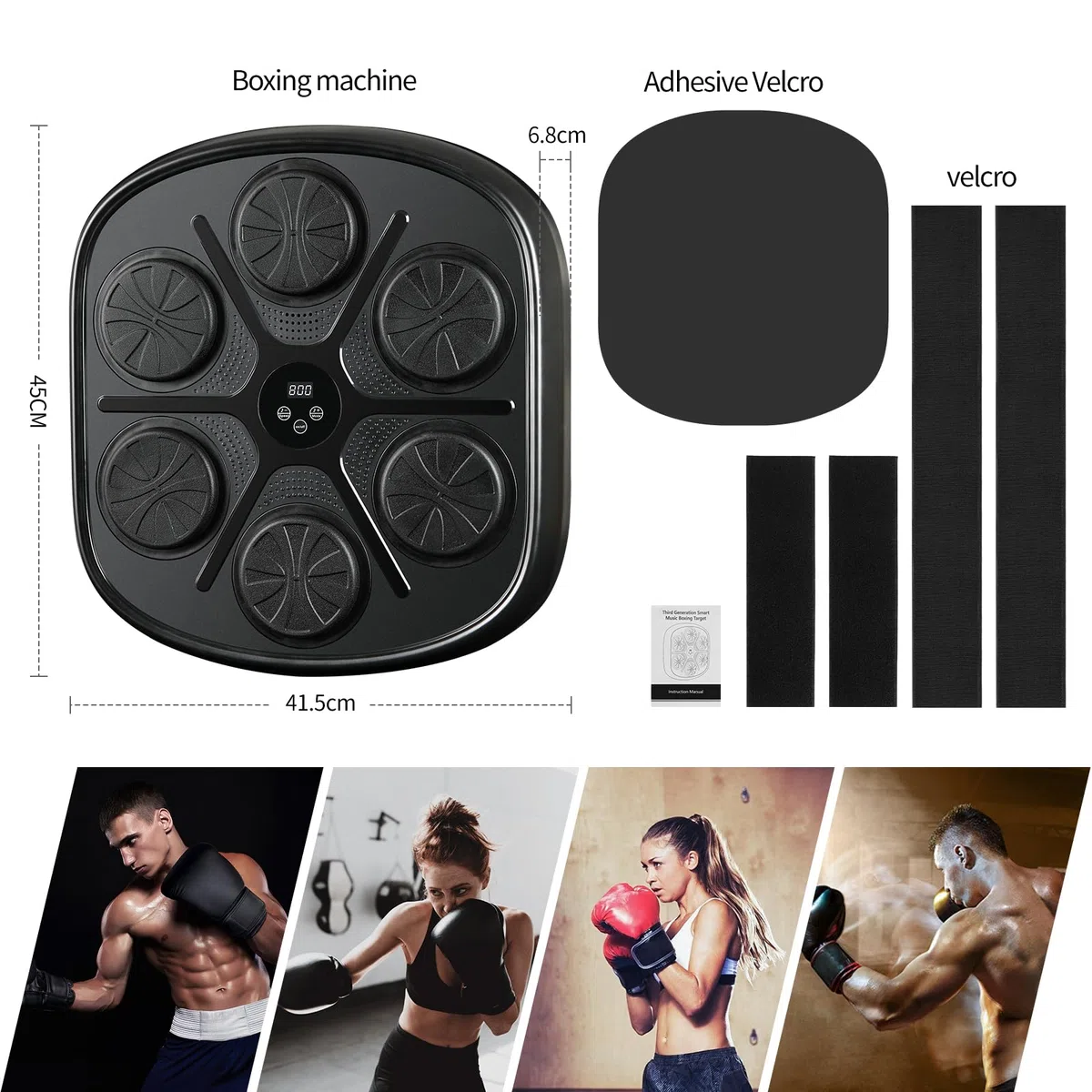Macchina da Boxe Musicale, Music Boxing Machine Bluetooth di LED Intelligente Montato a Parete, 9 Modalità di Velocità e Modalità di Conteggio, Allenamento Agility per Adulti e Bambini