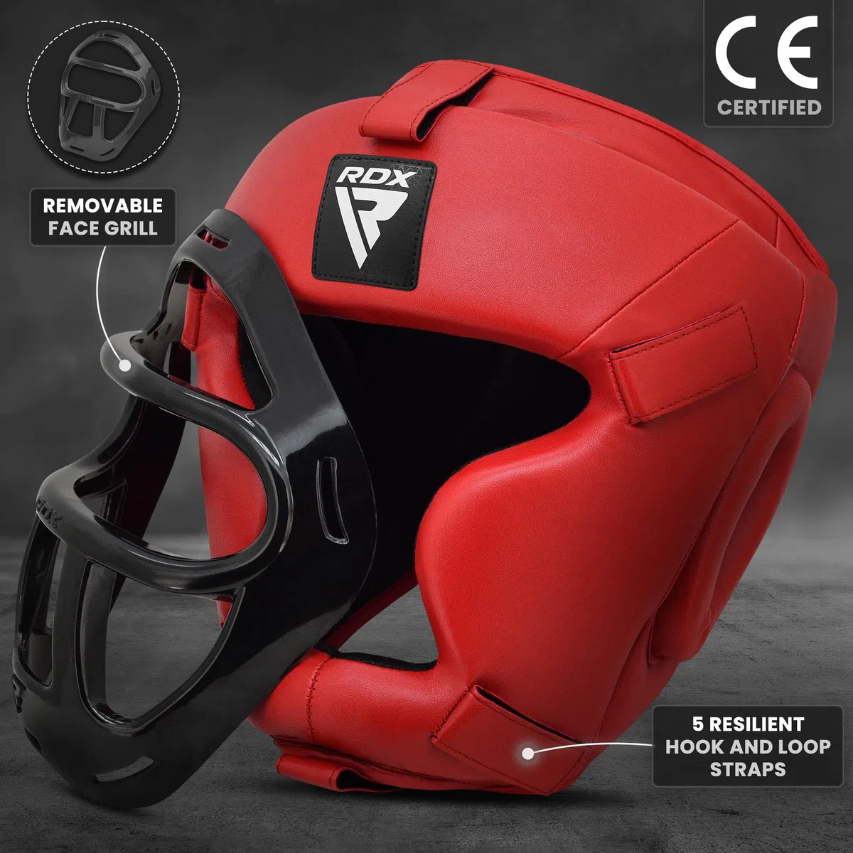 RDX - Cuffie da MMA, Boxe, Kick Boxing, Sparring, casco protettivo per allenamento e combattimento, rosso, M