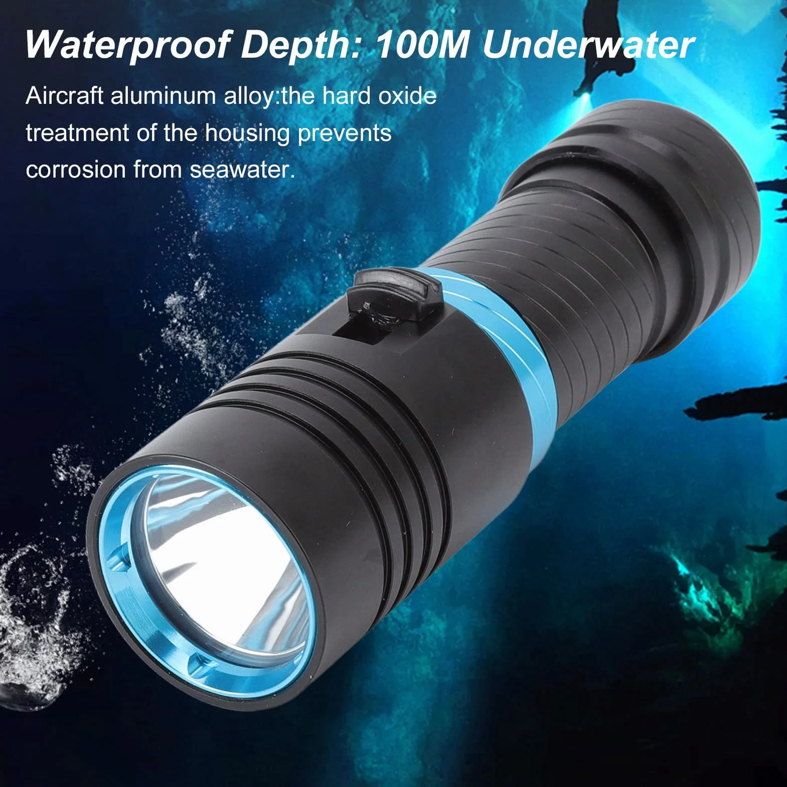 Torcia Subacquea Impermeabile IPX8 5000LM 100M Luci per Immersione Fotografia LED L2
